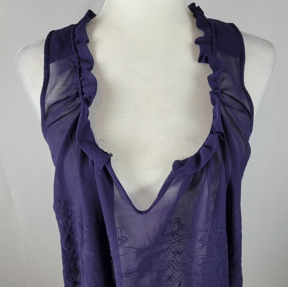 Yaya Nom de Plume Purple Sheer Top medium Anthropologie - Picture 5 of 6